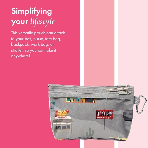 31 Clear Clip Pouch with Gray Accents Camping  Cactus, Travel Bag, Phone Pouch - Picture 3 of 11